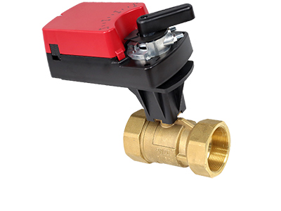 Шаровый кран двухходовой латунный Ду50 с регулирующим приводом CFEBV-DN50-2