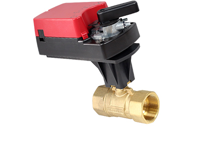 Шаровый кран двухходовой латунный Ду40 с регулирующим приводом CFBV-DN40-2