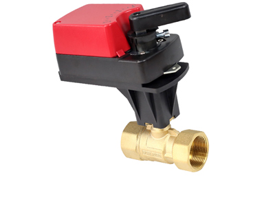 Шаровый кран двухходовой латунный Ду32 с регулирующим приводом CFBV-DN32-2